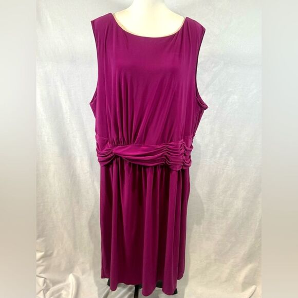 Jones New York fuchsia twist front gathered waist dress size 22W - Picture 1 of 6